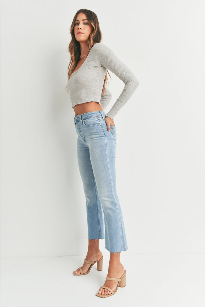 Light Denim High Rise Tonal Crop Flare
