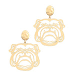 Gold Bulldog Drop Earrings