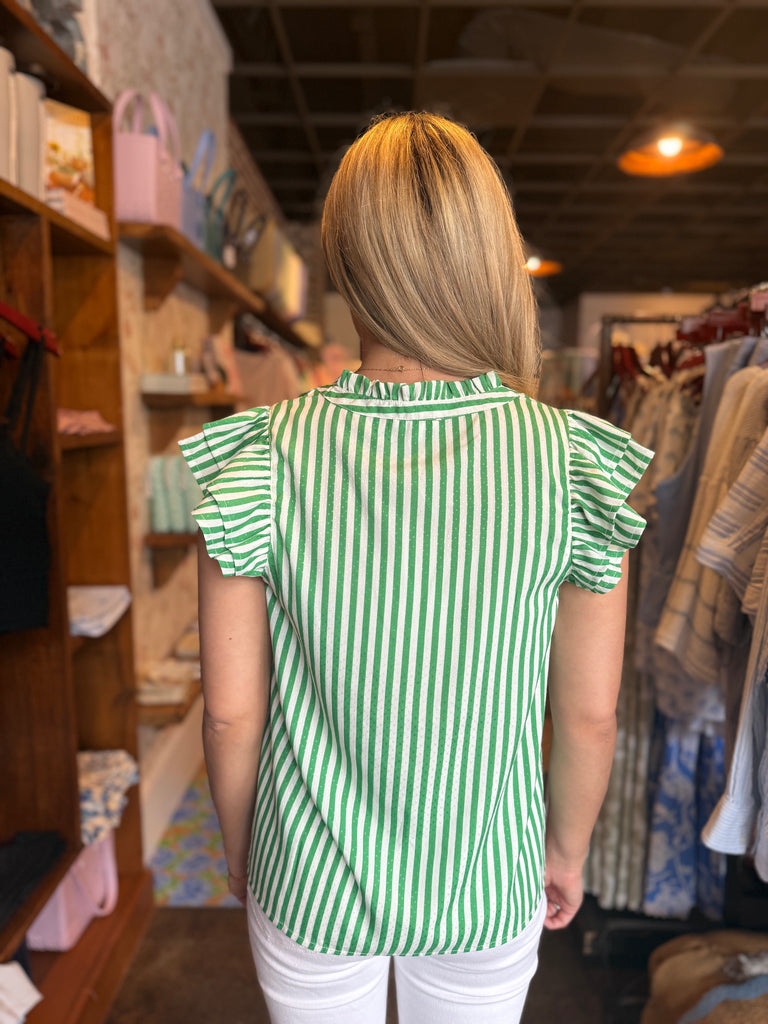 FINAL SALE - Leigh Lined Up Green Top