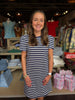 FINAL SALE - Carolina T-Shirt Navy & White Stripe Dress