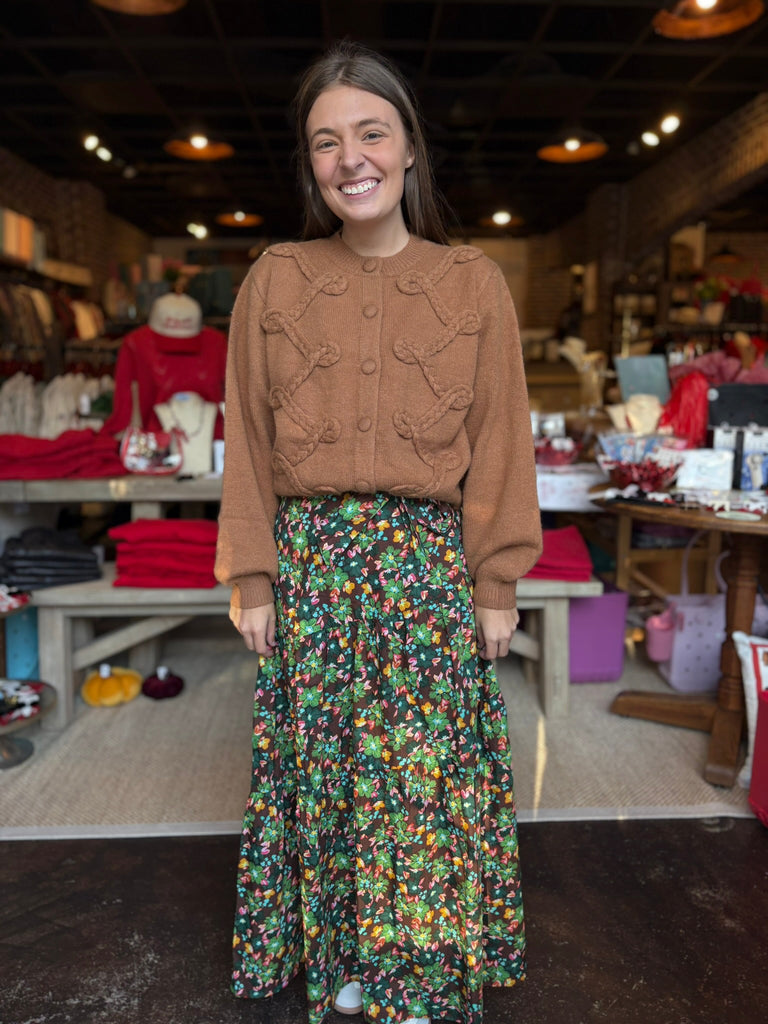 Floral Tie Maxi Skirt