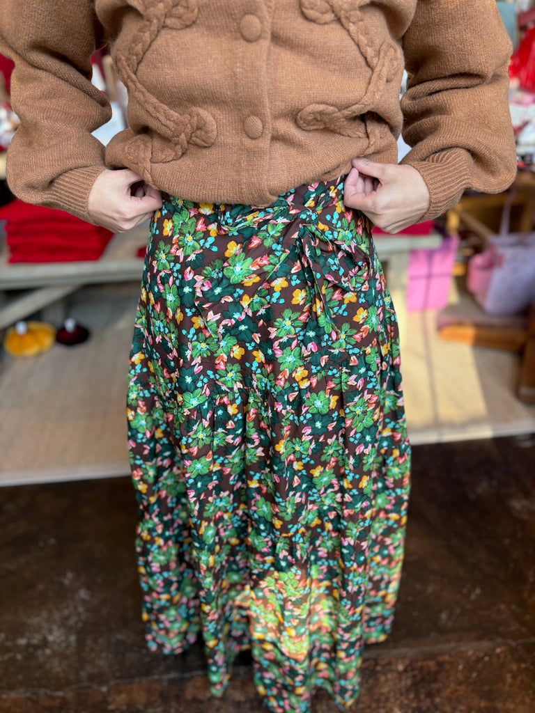 Floral Tie Maxi Skirt