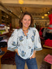 FINAL SALE - Monroe Fable Floral Blue Top