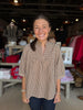 Plaid Mock Neck Blouse Chocolate/Taupe