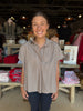 Brown Stripe V-Neck Signature Top