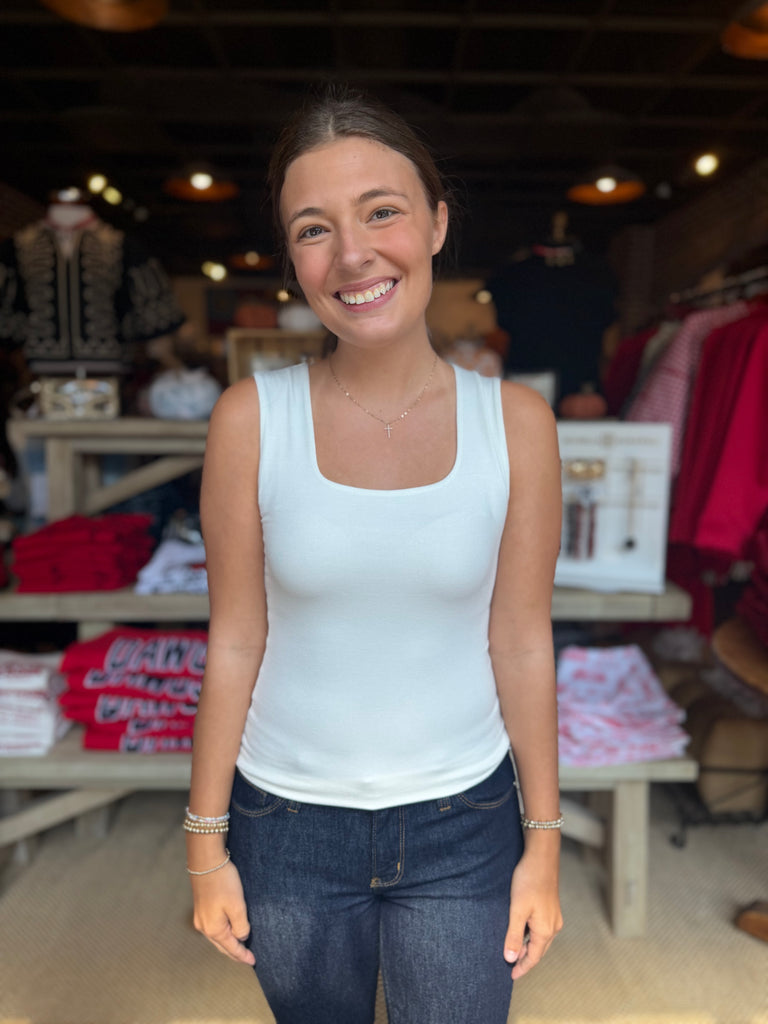 Solid Double Knit Scoop Tank