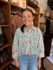 Dark Green Stripe Floral Bubble Top