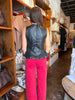 Black Sleeveless Leather Top