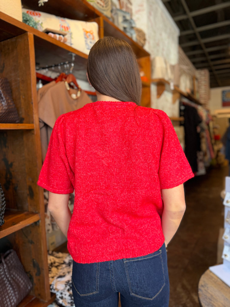 Short Puff Sleeve Sweater Top