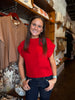 Red Crop Knit Sweater Top