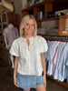 Off White Eyelet Front-Tie Blouse Top