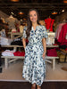 Navy Printed Tiered Midi Dress