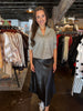 Black Textured Flared Long Skirt