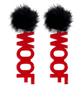WOOF Letter Beaded & Pompom Earrings