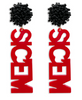 Beaded Pom Pom & SIC'EM Earrings