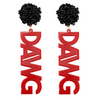 DAWG Letter & Pompom Earrings