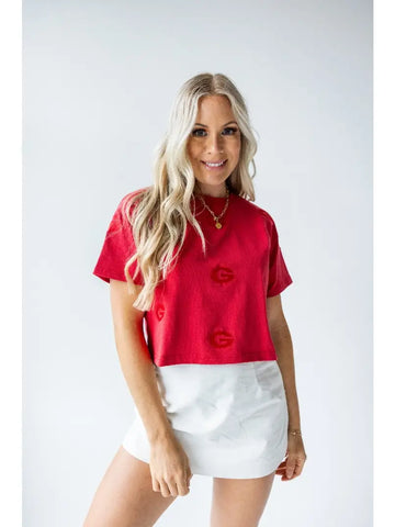Navy Triangle Embroidery Stitch Top