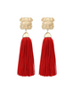 Red Bulldog Tassel Earrings