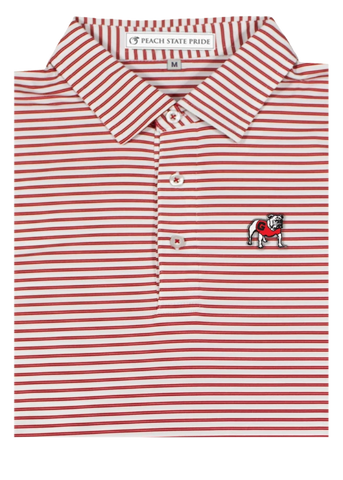 UGA Laurel Stripe Performance Polo Red & White