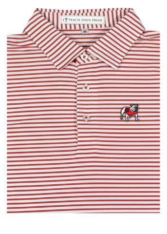 UGA Standing Dog Polo - Jubilee Stripe - Red & White