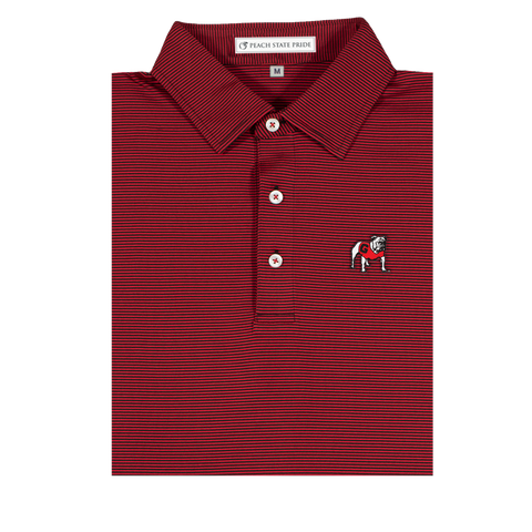 UGA Standing Dog Heathered Azalea Performance Polo Charcoal & White